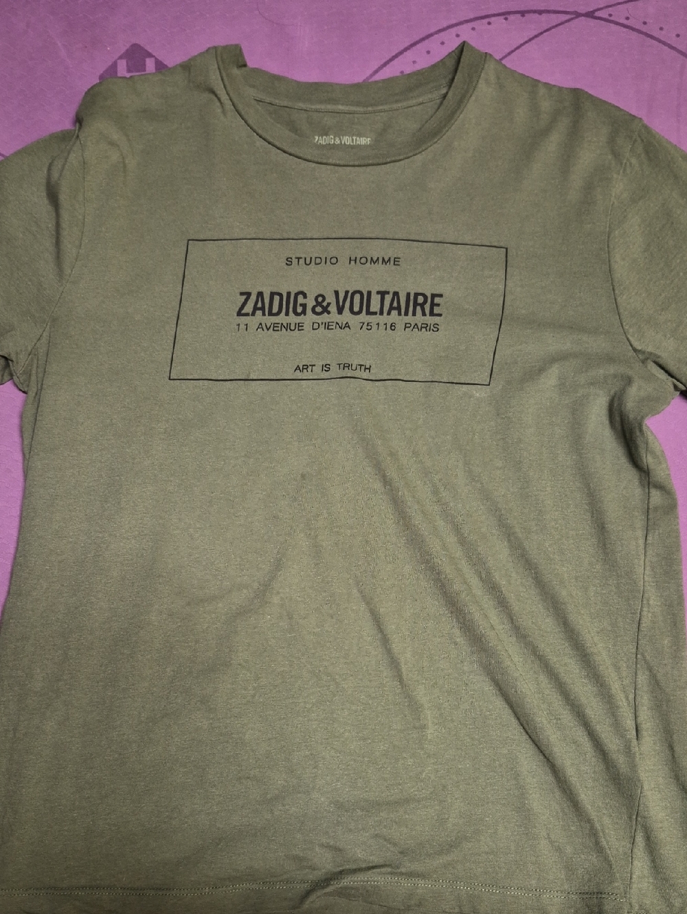Zadig & Voltaire Olive Green Logo T‑Shirt